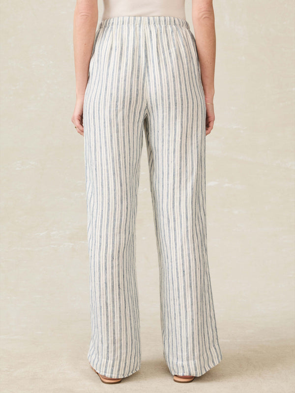 Faherty Laidback Linen Pant - Oceanside Stripe Women's Bottoms