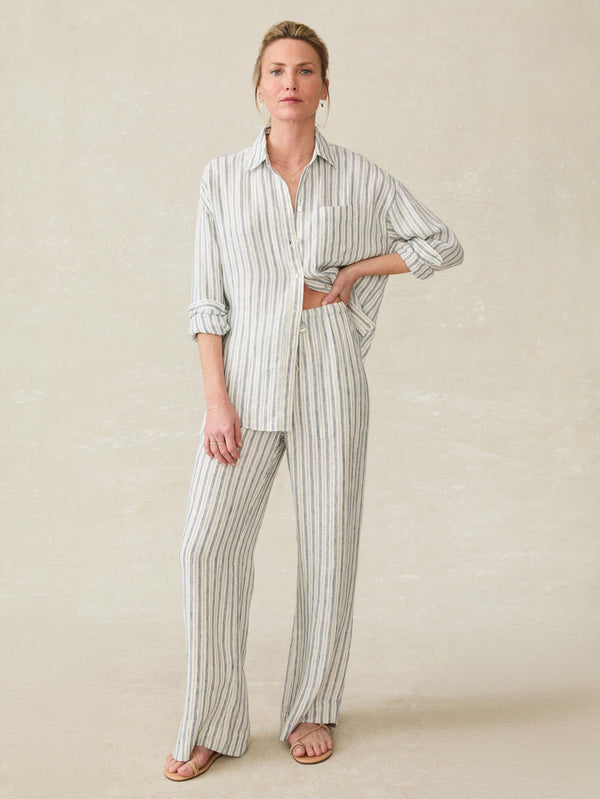 faherty Laidback Linen Pant - Oceanside Stripe Women's Bottoms