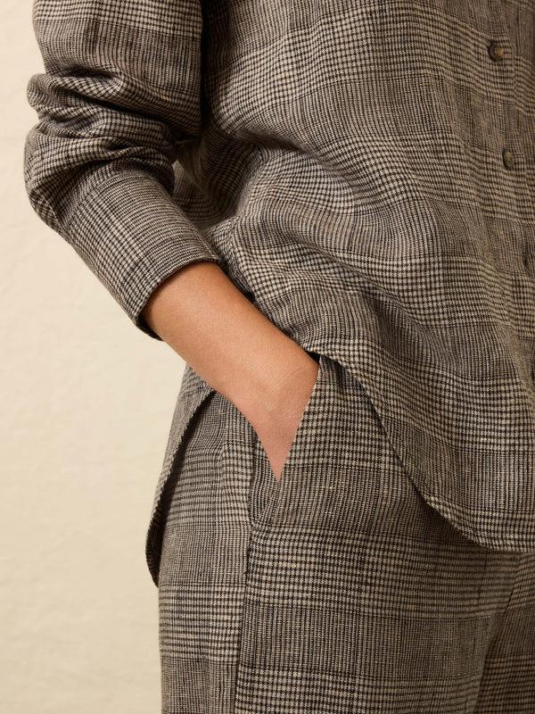 Faherty Laidback Linen Relaxed Shirt - Overlook Plaid Women's Button Ups