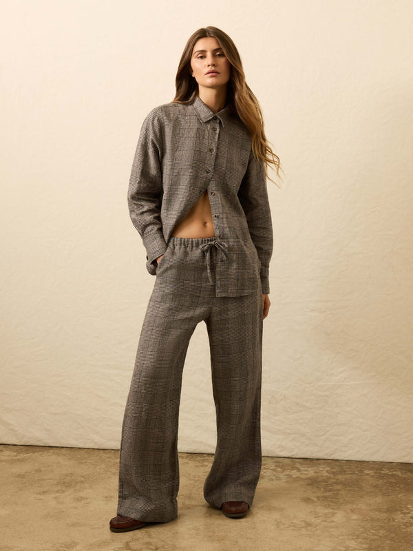 Faherty Laidback Linen Relaxed Shirt - Overlook Plaid Women's Button Ups