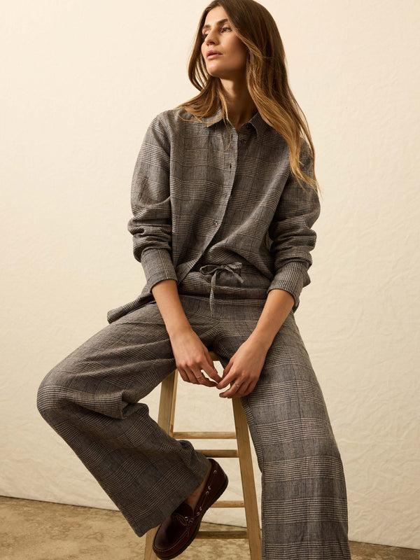 faherty Laidback Linen Relaxed Shirt - Overlook Plaid Women's Button Ups