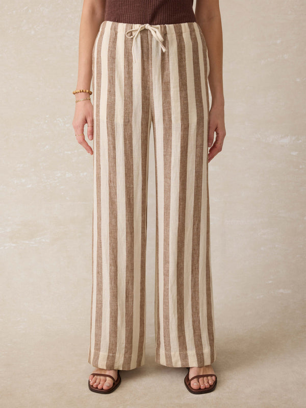 Faherty Laidback Palma Linen Pant - Cocoa Beach Stripe Women's Bottoms