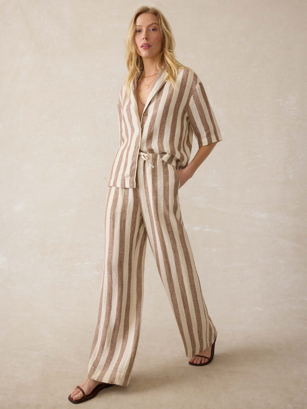 faherty Laidback Palma Linen Pant - Cocoa Beach Stripe Women's Bottoms