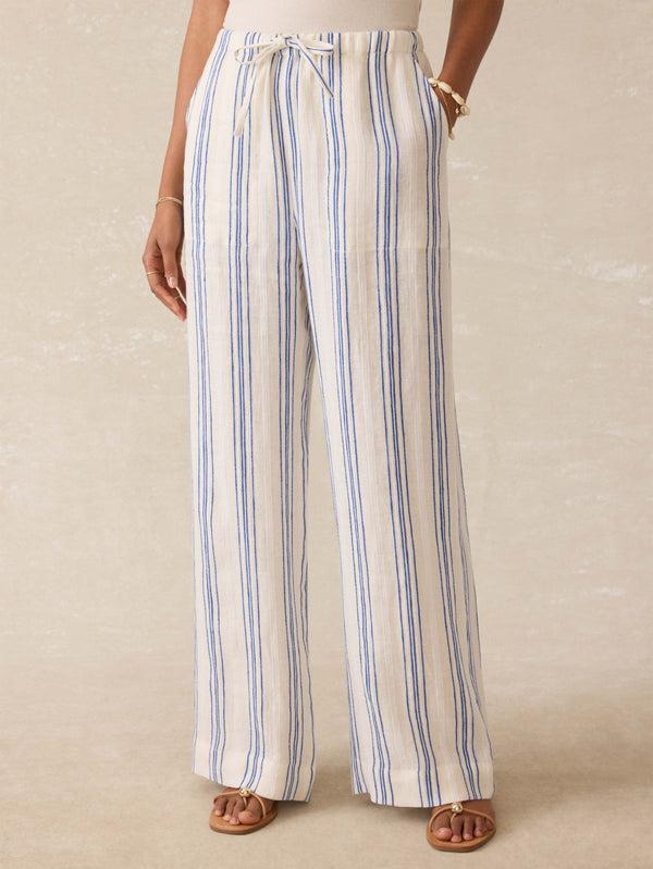 Faherty Laidback Palma Linen Pant - Sail Away Stripe Women's Bottoms