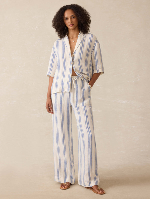 Faherty Laidback Palma Linen Pant - Sail Away Stripe Women's Bottoms