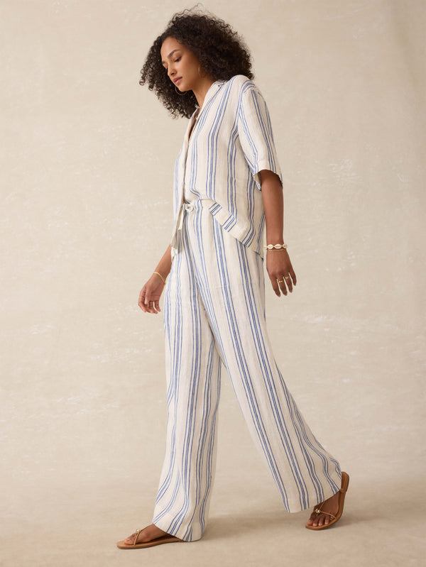 faherty Laidback Palma Linen Pant - Sail Away Stripe Women's Bottoms
