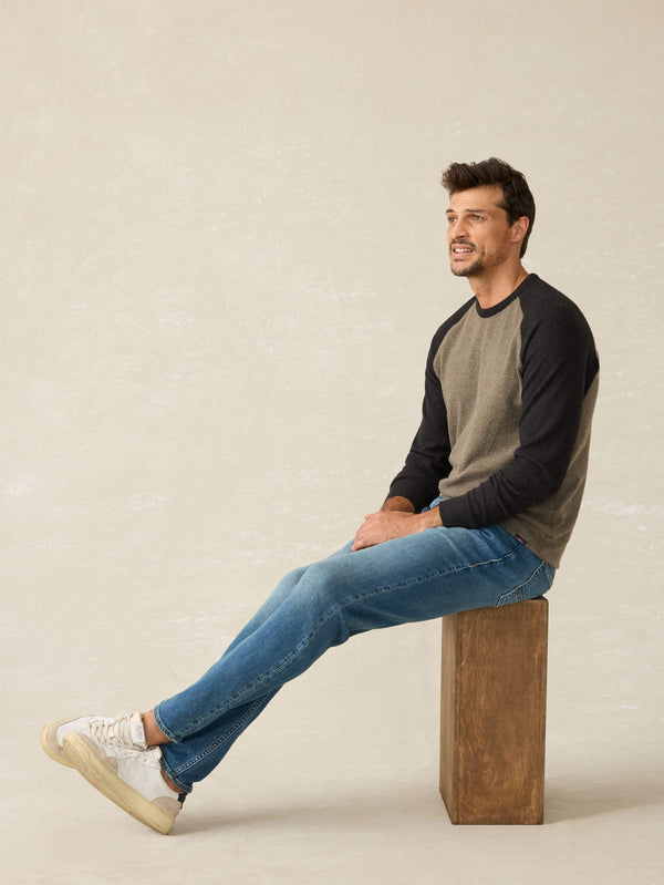 Faherty Legend™ Baseball Sweater Crew - Mossy Charcoal Men's Hoodies U0026 Pullovers