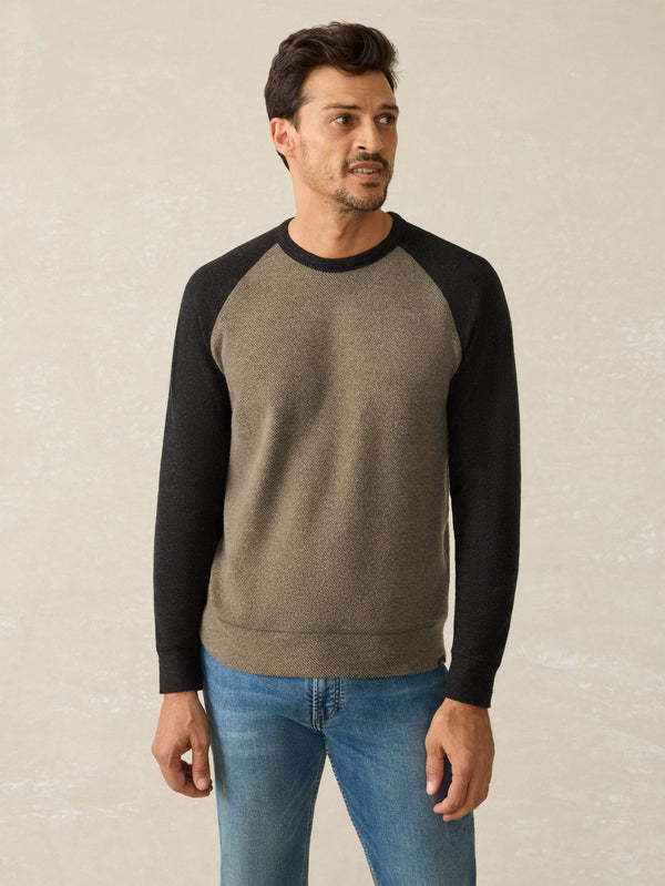 faherty Legend™ Baseball Sweater Crew - Mossy Charcoal Men's Hoodies u0026 Pullovers