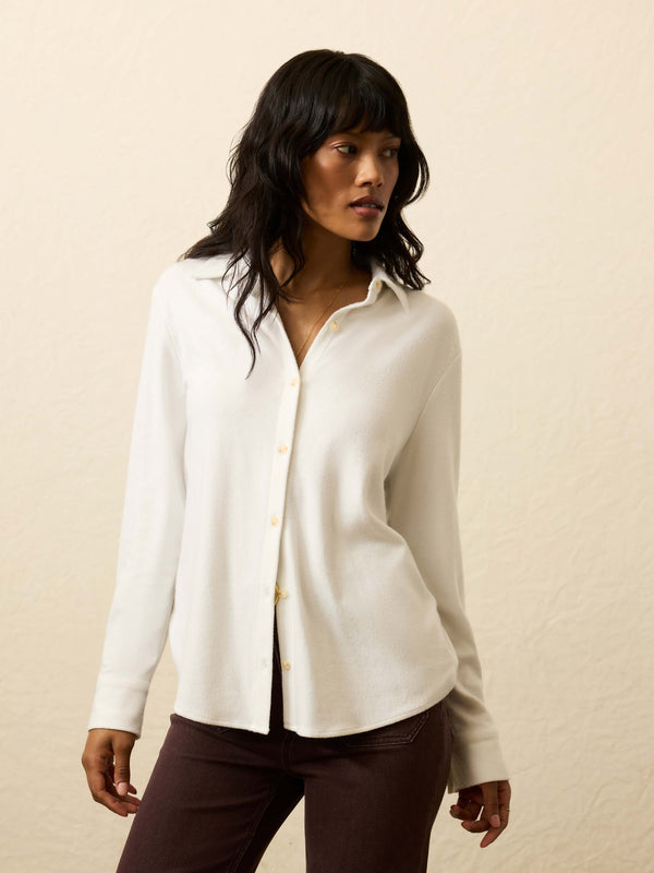 Faherty Legend™ Classic Sweater Shirt - Pure White Twill Women's Button Ups