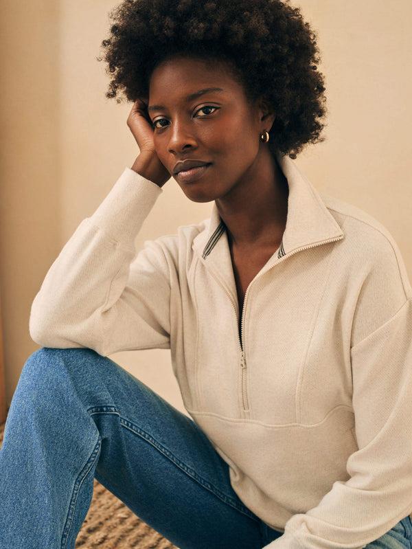 Faherty Legend™ Lounge Half Zip Sweatshirt - Off White Women's Hoodies U0026 Pullovers