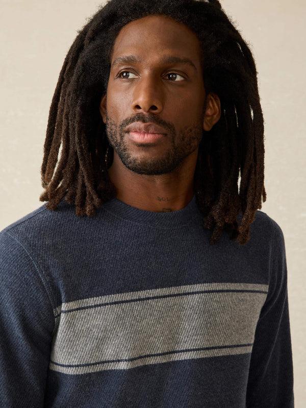Faherty Legend™ Surf Stripe Sweater Crew - Brighton Navy Surf Stripe Men's Hoodies U0026 Pullovers