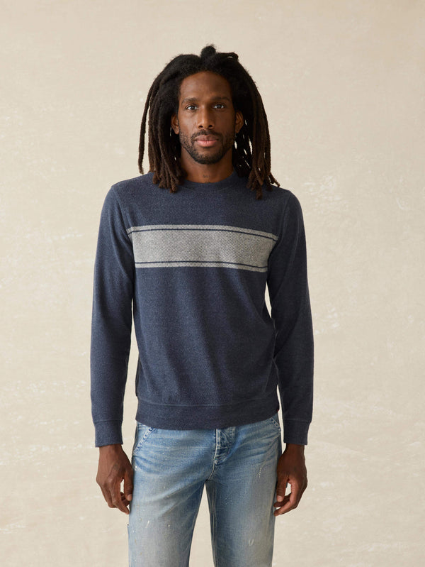 faherty Legend™ Surf Stripe Sweater Crew - Brighton Navy Surf Stripe Men's Hoodies u0026 Pullovers