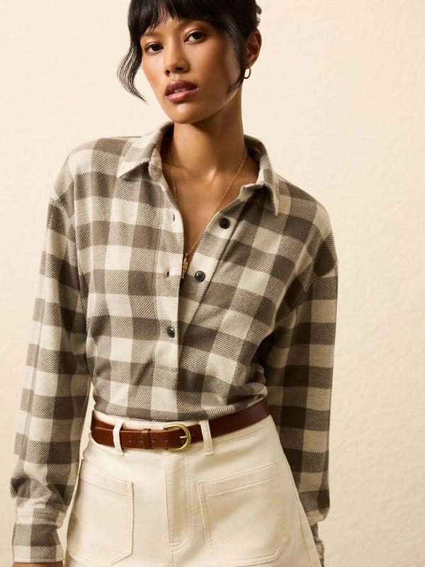 faherty Legend™ Sweater Popover - Brown Oat Buffalo Women's Tops