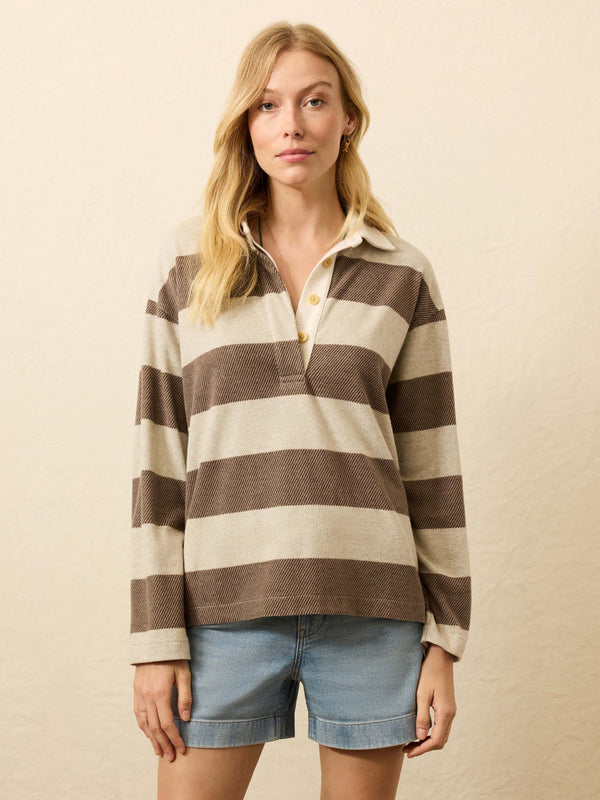 Faherty Legend™ Sweater Rugby Popover - Mocha Rugby Women's Tops