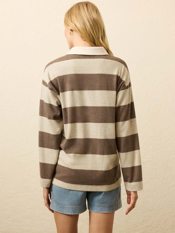 Faherty Legend™ Sweater Rugby Popover - Mocha Rugby Women's Tops