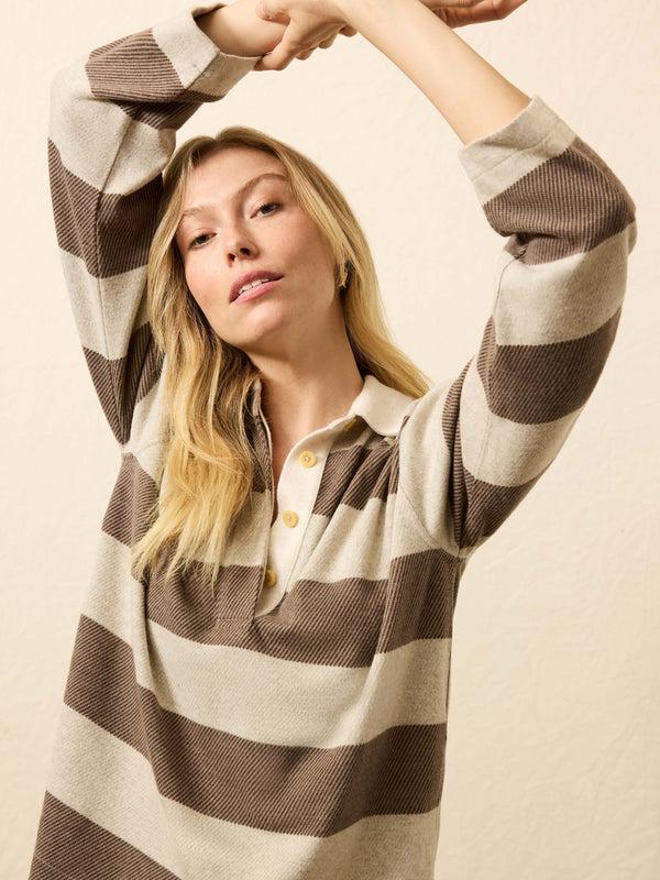 faherty Legend™ Sweater Rugby Popover - Mocha Rugby Women's Tops