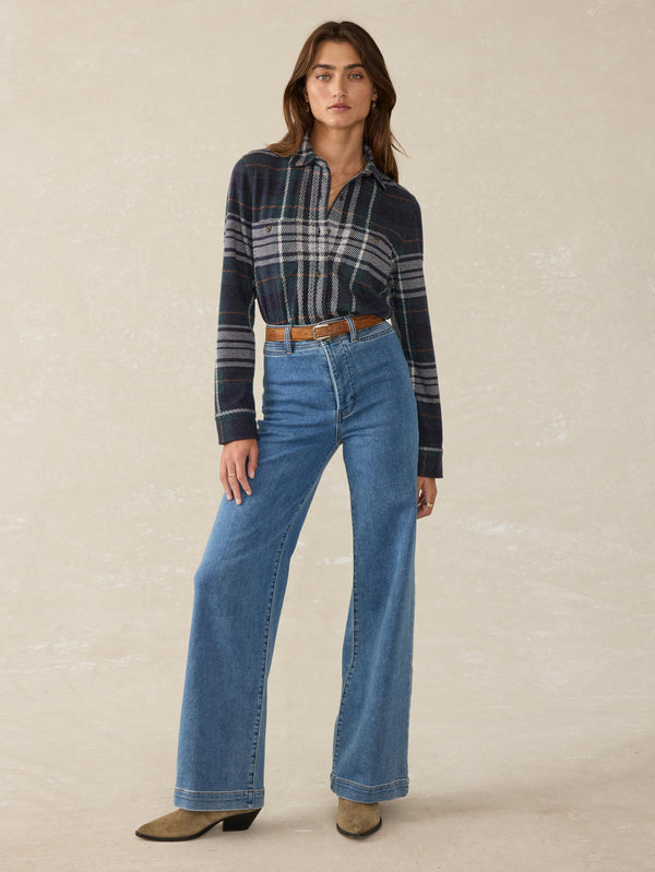 Faherty Legend™ Sweater Shirt - Blue Ridge Plaid Women's Button Ups