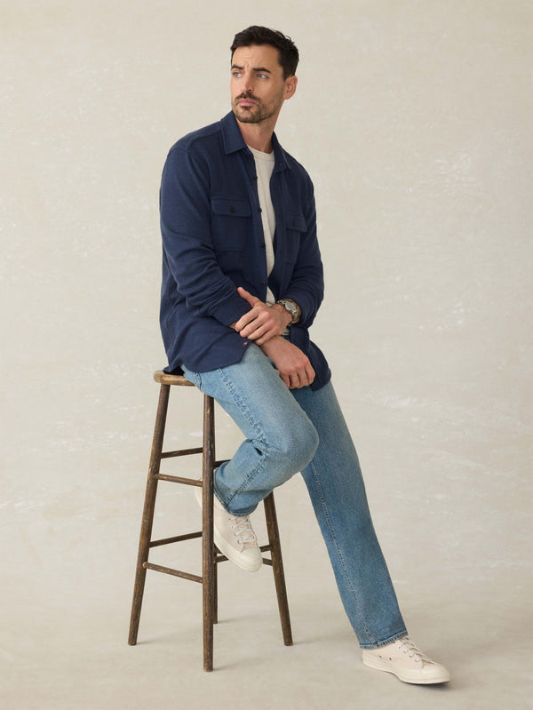 Faherty Legend™ Sweater Shirt - Brighton Navy Twill Men's Button Ups
