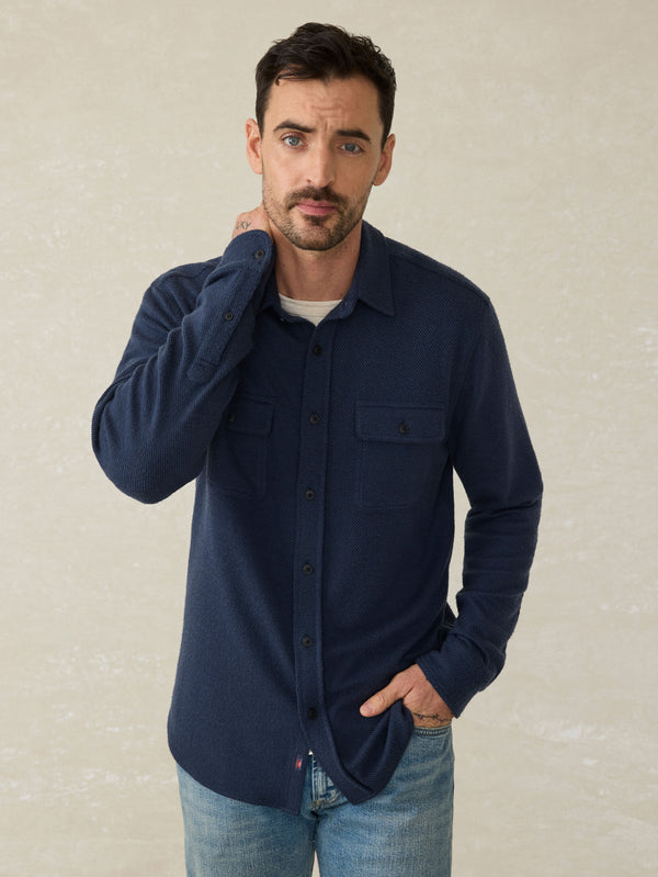 faherty Legend™ Sweater Shirt - Brighton Navy Twill Men's Button Ups
