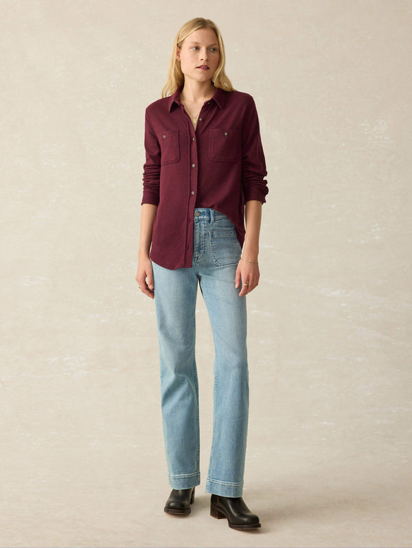 Faherty Legend™ Sweater Shirt - Burgundy Twill Women's Button Ups