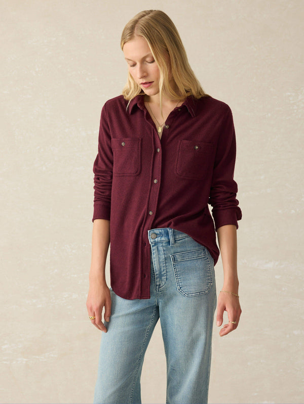 Faherty Legend™ Sweater Shirt - Burgundy Twill Women's Button Ups