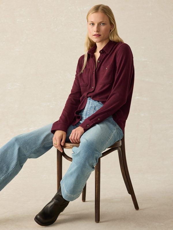 faherty Legend™ Sweater Shirt - Burgundy Twill Women's Button Ups