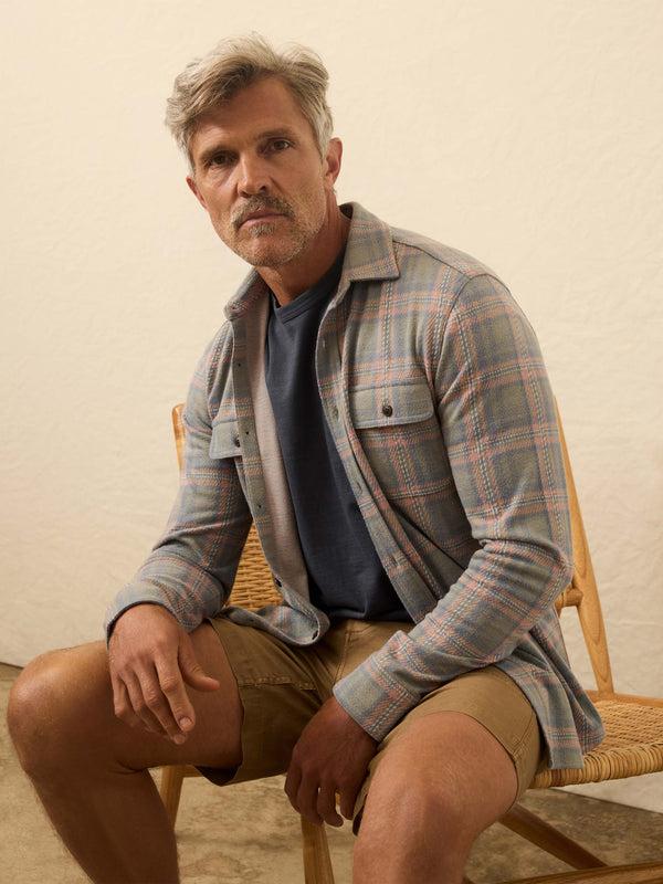 Faherty Legend™ Sweater Shirt (Double Pocket) - Forest Rose Plaid Men's Button Ups