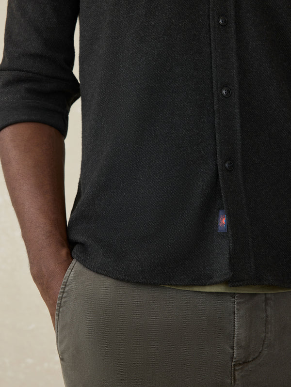 Faherty Legend™ Sweater Shirt (Double Pocket) - Heathered Black Twill Men's Button Ups