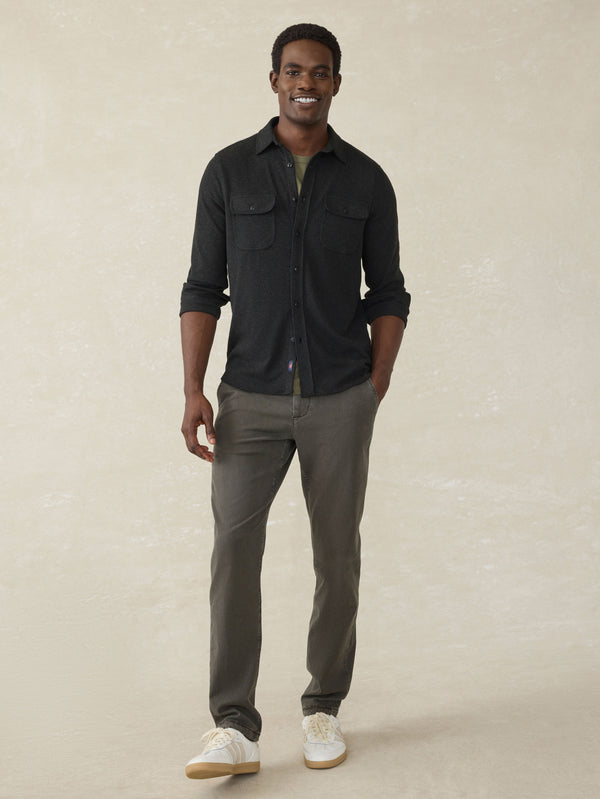 Faherty Legend™ Sweater Shirt (Double Pocket) - Heathered Black Twill Men's Button Ups