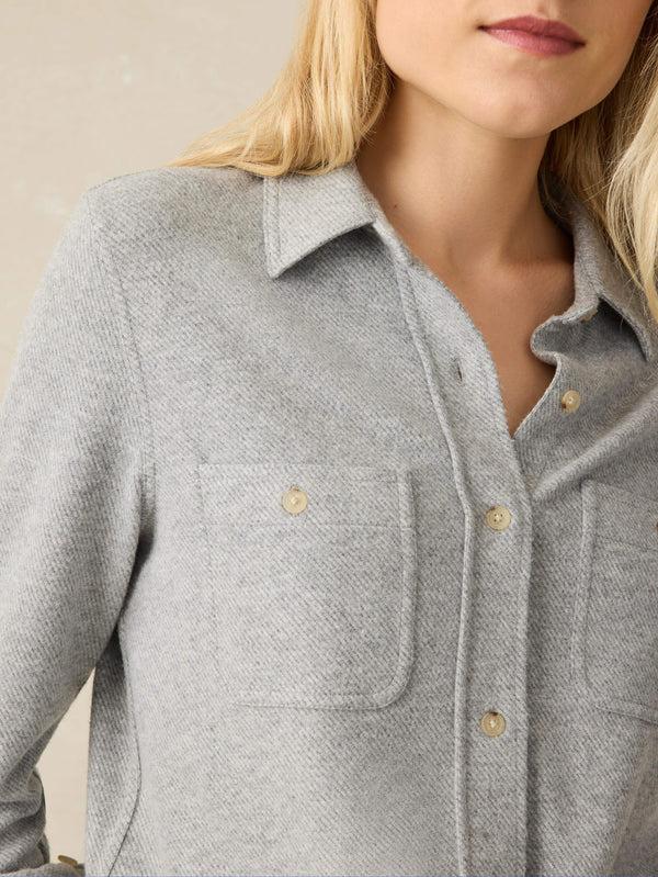Faherty Legend™ Sweater Shirt - Fossil Grey Twill Women's Button Ups