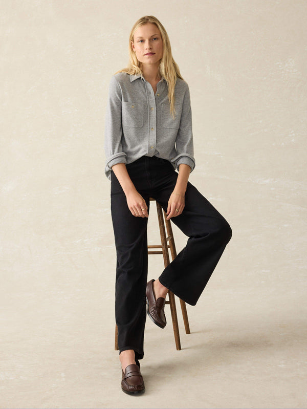 Faherty Legend™ Sweater Shirt - Fossil Grey Twill Women's Button Ups