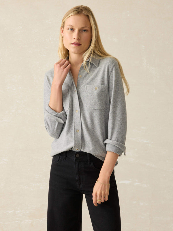faherty Legend™ Sweater Shirt - Fossil Grey Twill Women's Button Ups