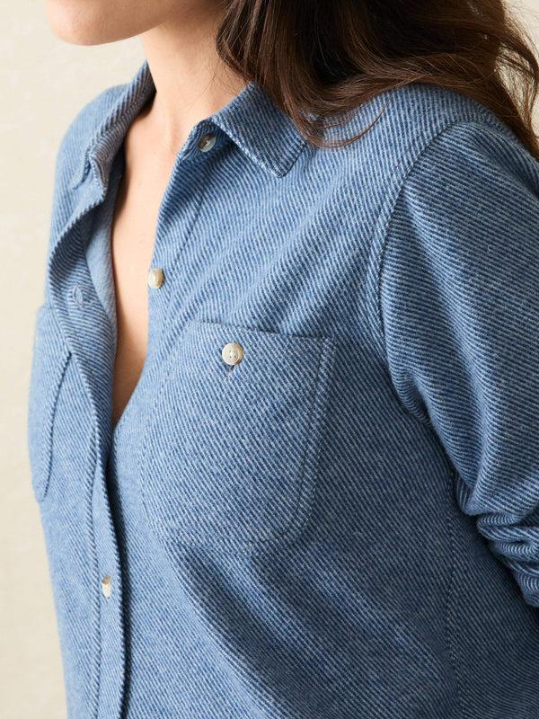 Faherty Legend™ Sweater Shirt - Glacier Blue Twill Women's Button Ups