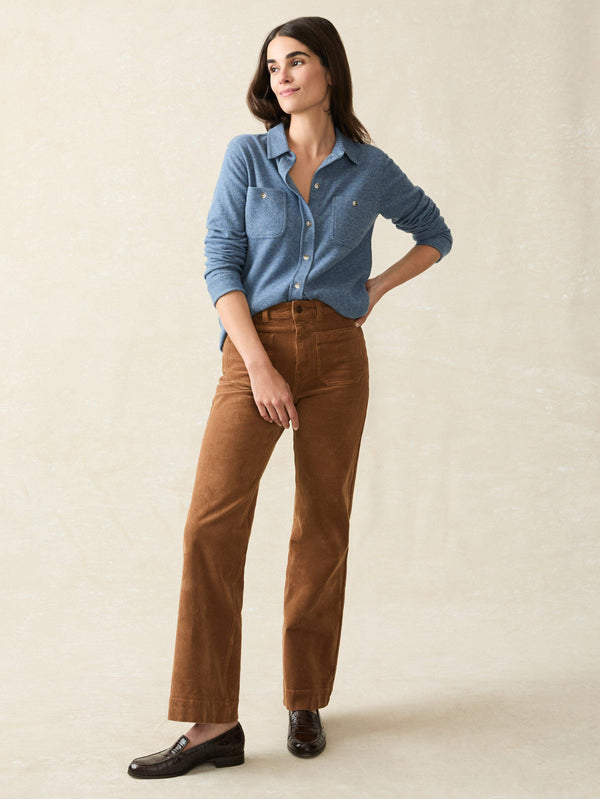 Faherty Legend™ Sweater Shirt - Glacier Blue Twill Women's Button Ups