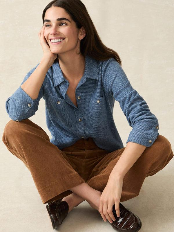 Faherty Legend™ Sweater Shirt - Glacier Blue Twill Women's Button Ups