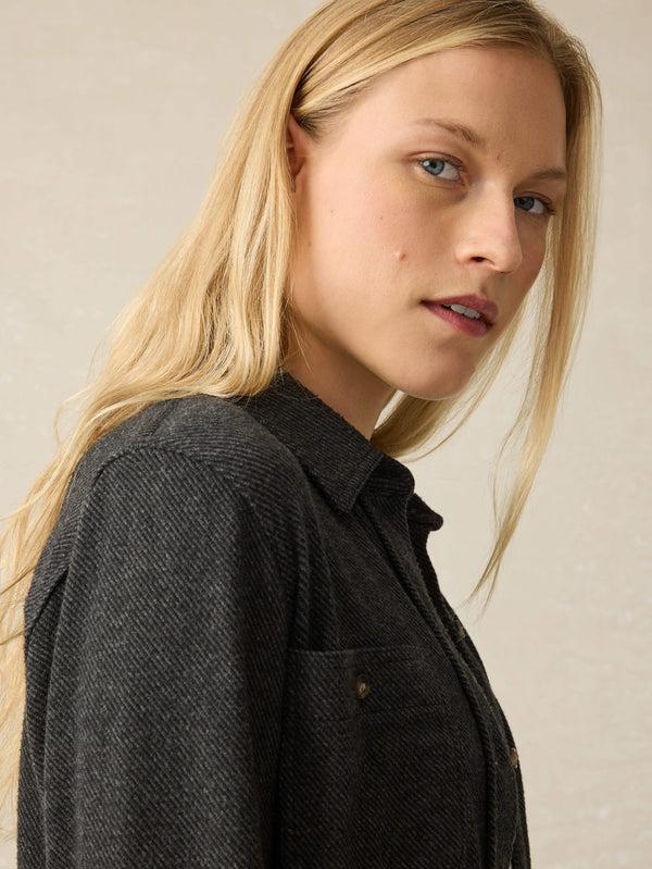 Faherty Legend™ Sweater Shirt - Heathered Black Twill Women's Button Ups