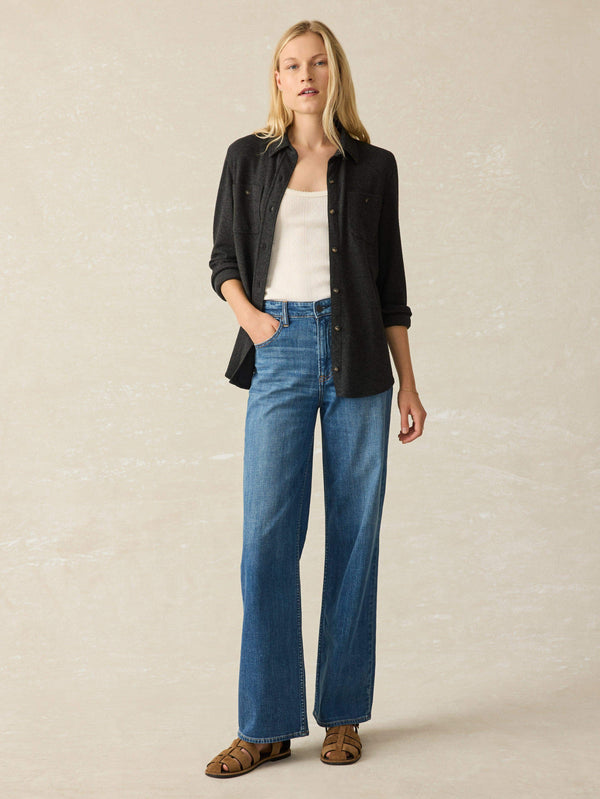 Faherty Legend™ Sweater Shirt - Heathered Black Twill Women's Button Ups