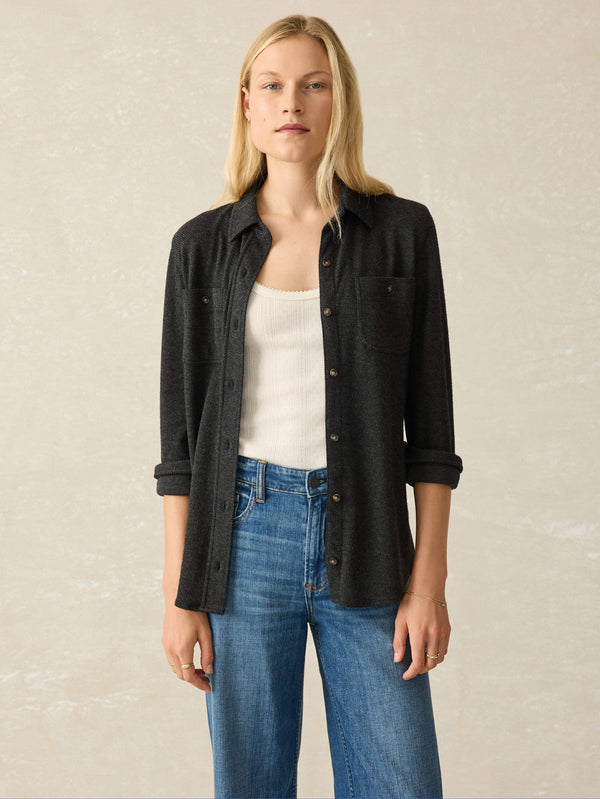 faherty Legend™ Sweater Shirt - Heathered Black Twill Women's Button Ups