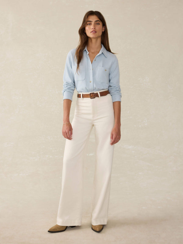 Faherty Legend™ Sweater Shirt - Ice Blue Twill Women's Button Ups