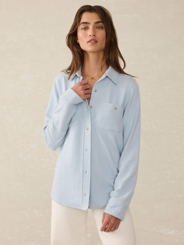 faherty Legend™ Sweater Shirt - Ice Blue Twill Women's Button Ups