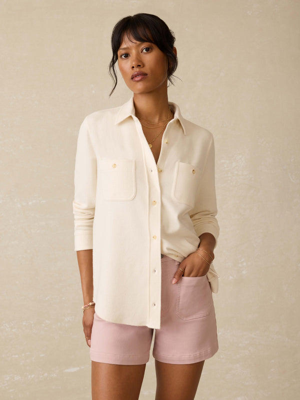 faherty Legend™ Sweater Shirt - Light Oatmeal Twill Women's Button Ups