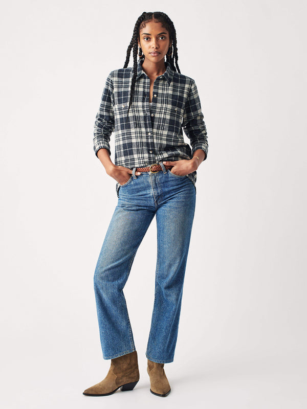 Faherty Legend™ Sweater Shirt - Navy Plaid Women's Button Ups