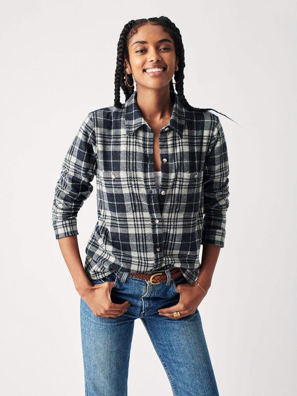 faherty Legend™ Sweater Shirt - Navy Plaid Women's Button Ups