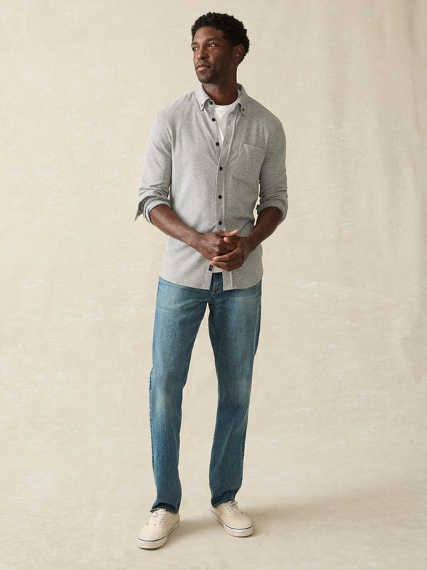 Faherty Legend™ Sweater Shirt (Single Pocket) - Fossil Grey Twill Men's Button Ups