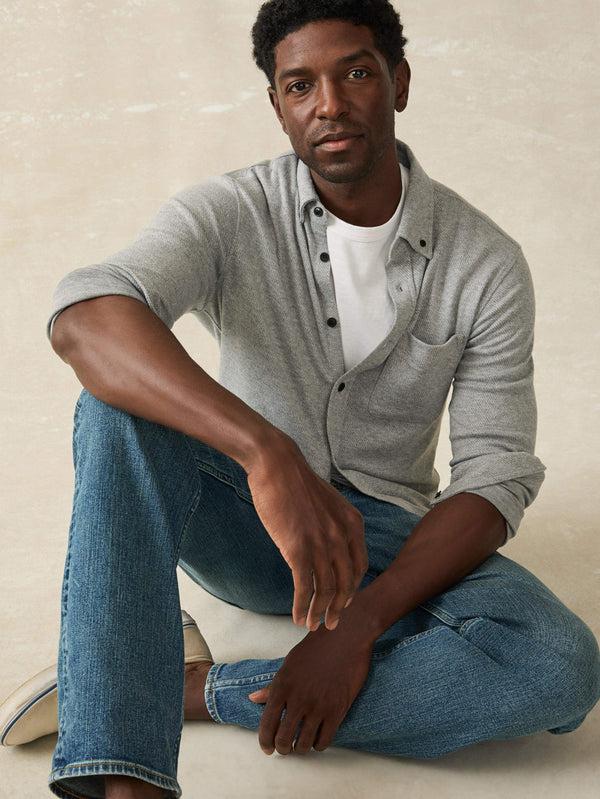 Faherty Legend™ Sweater Shirt (Single Pocket) - Fossil Grey Twill Men's Button Ups