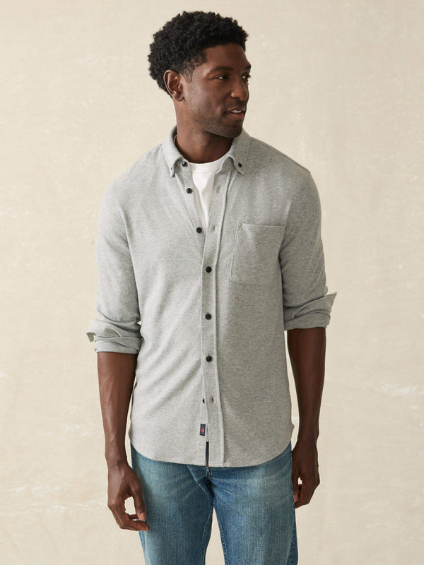 faherty Legend™ Sweater Shirt (Single Pocket) - Fossil Grey Twill Men's Button Ups