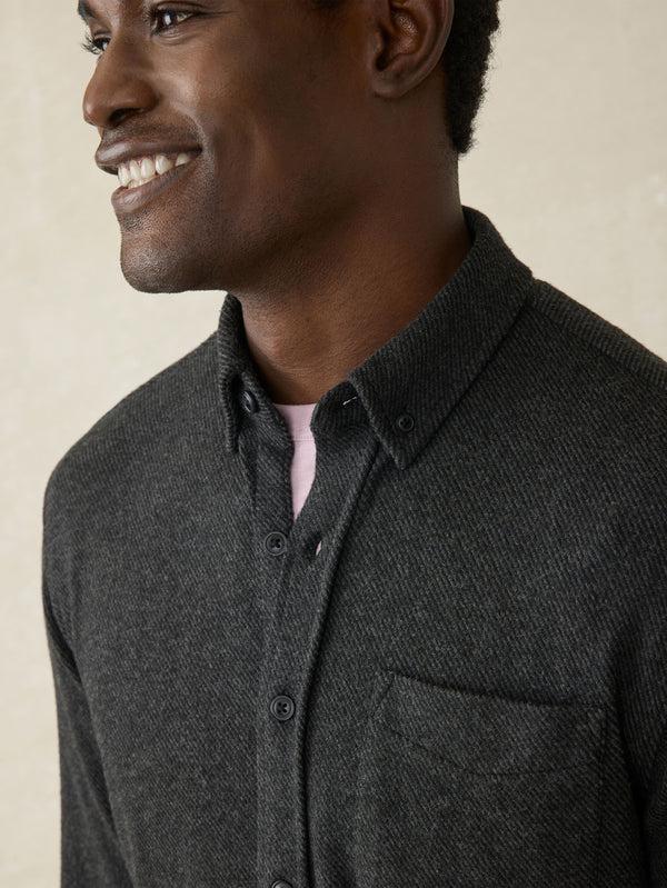 Faherty Legend™ Sweater Shirt (Single Pocket) - Heathered Black Twill Men's Button Ups