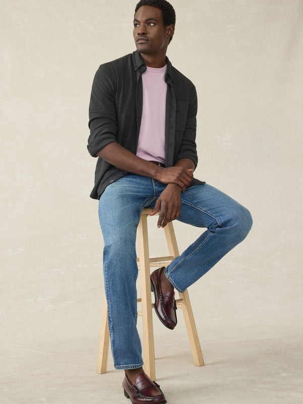 Faherty Legend™ Sweater Shirt (Single Pocket) - Heathered Black Twill Men's Button Ups