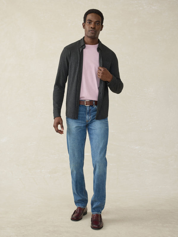 Faherty Legend™ Sweater Shirt (Single Pocket) - Heathered Black Twill Men's Button Ups