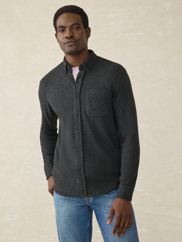 faherty Legend™ Sweater Shirt (Single Pocket) - Heathered Black Twill Men's Button Ups